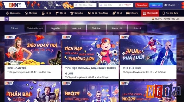 Nhà cái NEO79 nằm top nhà cái live casino uy tín đáng tin cậy