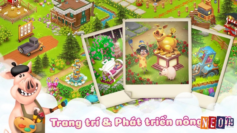 Game Hay Day sở hữu lối chơi nông trại điển hình trồng trọt, chăn nuôi và giao thương