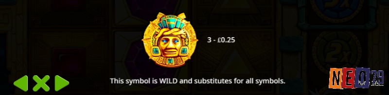 Biểu tượng Wild trong game slot Aztec Gems được thể hiện qua hình ảnh mặt trời Aztec