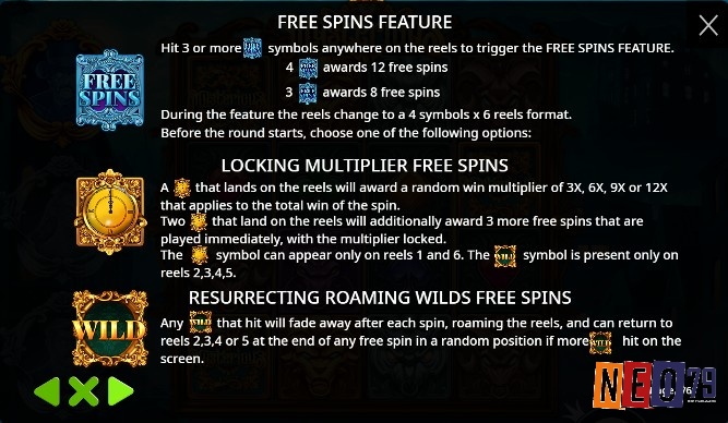 Số lượng biểu tượng Free Spin sẽ quyết định số vòng quay miễn phí, có thể lên tới 12 vòng quay