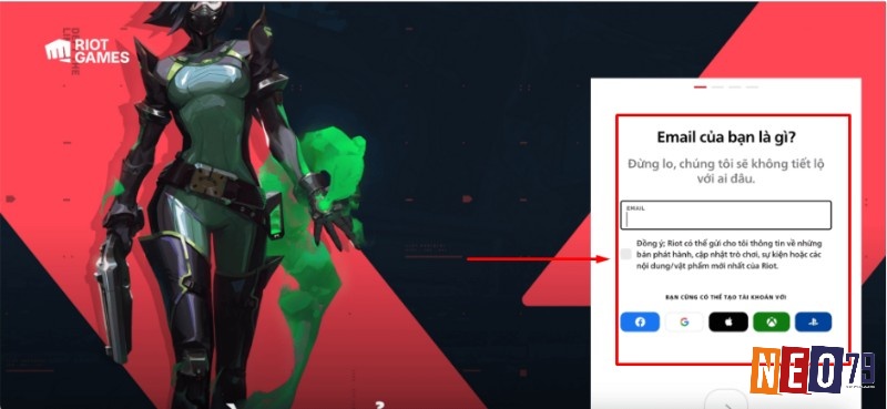Có thể tạo tài khoản game Valorant thông qua gmail hoặc các nền tảng mạng xã hội
