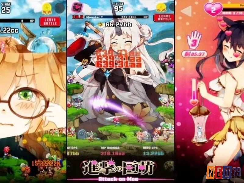 Hành động theo lượt kết hợp của game hentai mobile Attack on Moe